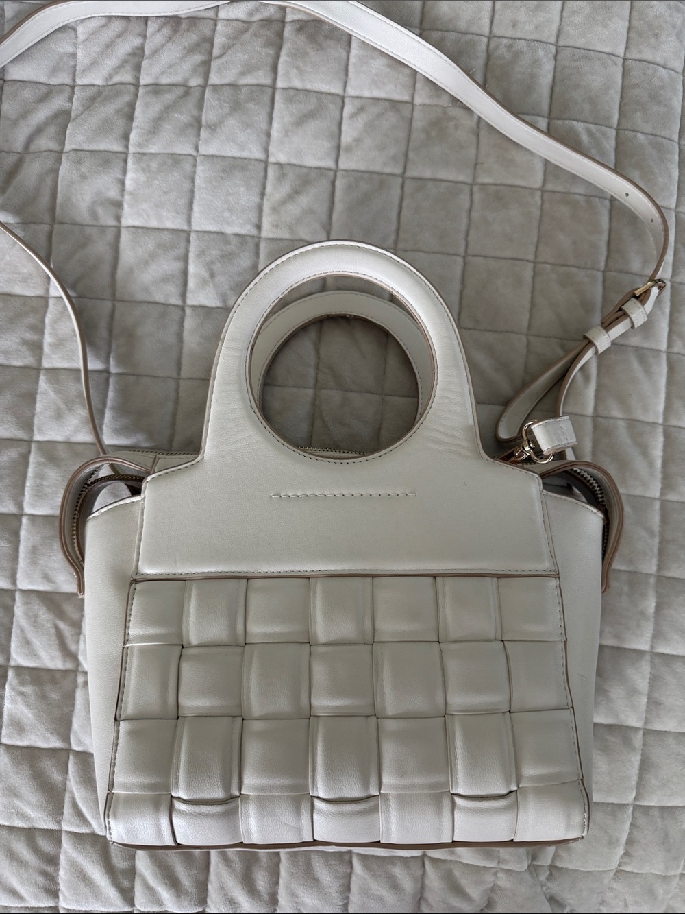a new day Ivory Woven Circle-Handle Crossbody Bag